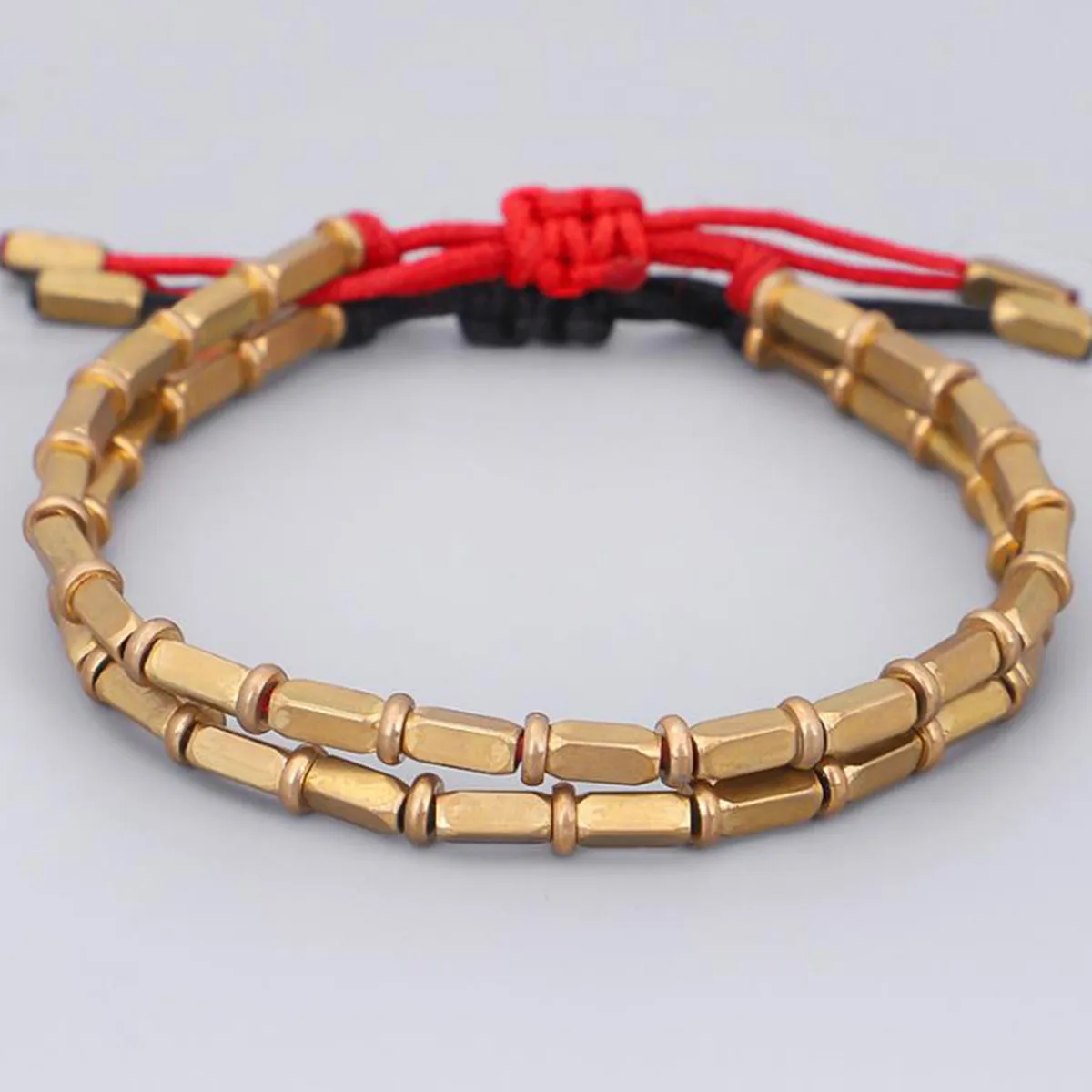 

Tibetan Buddhist Handmade Braided Long Copper Beads Lucky Rope Bracelet Bangles