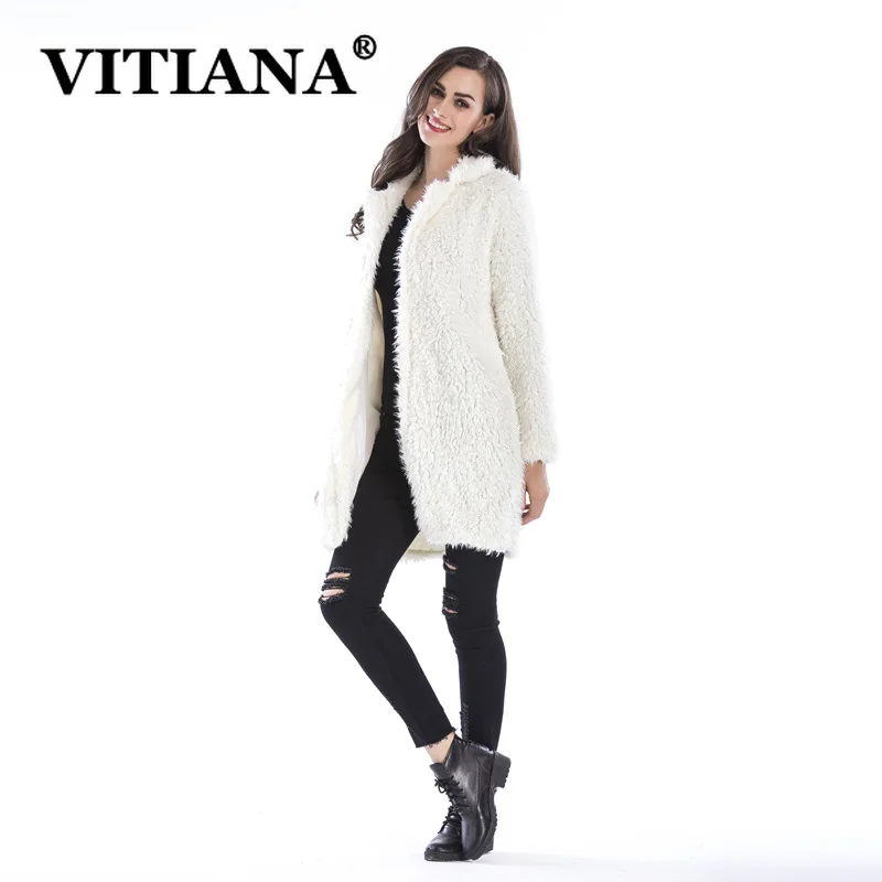 VITIANA женское повседневное пальто из искусственного меха большого размера