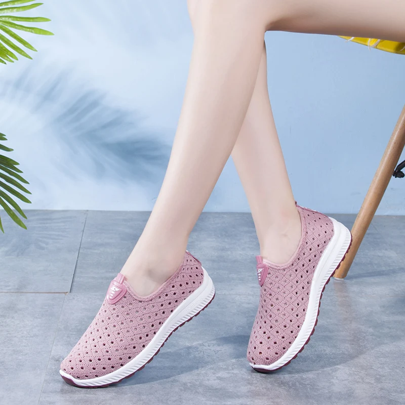 High Quality Women Sneakers Slip On Flats Shoes Casual Outdoor Walking female footwear breathable mesh shoes | Обувь