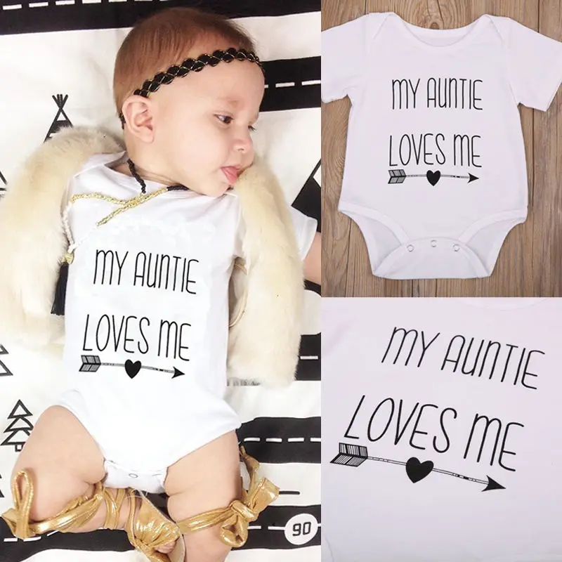 Pudcoco/модные хлопковые боди для новорожденных с надписью My Auntie Love Me короткими