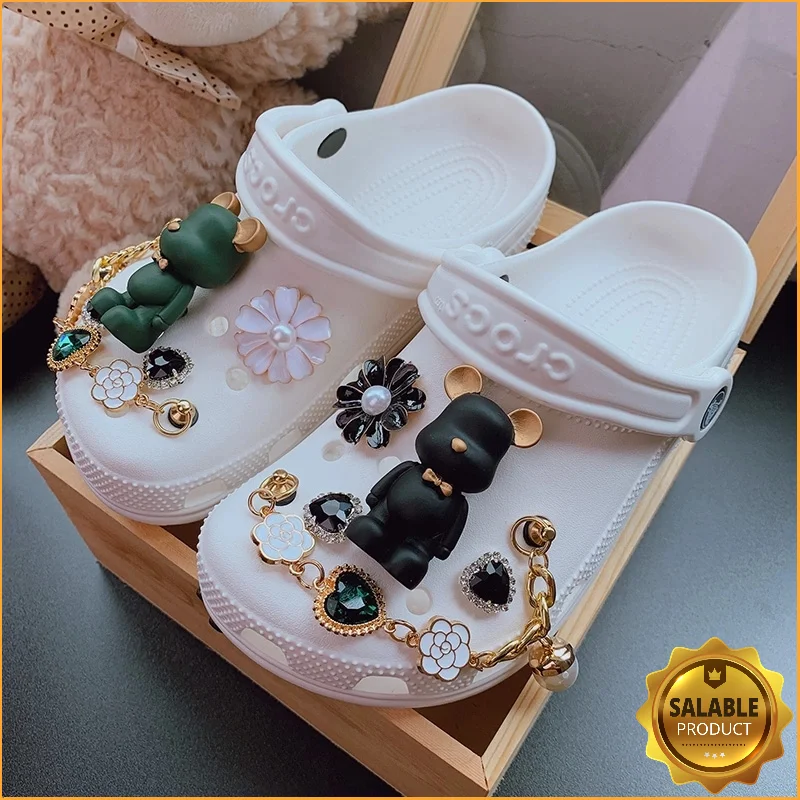 Vintage Bears Croc Charms Designer DIY Bling Metal Doll Shoes Buckle Decaration for Croc JIBS Clogs Kids Women Girls Gifts