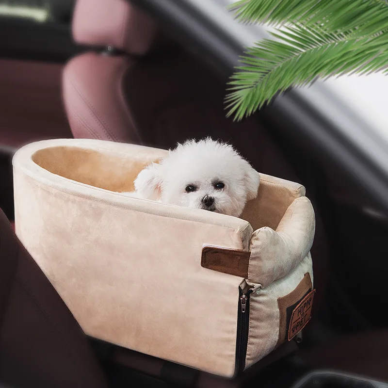 

Dog Car Seat Central Control Nonslip Dog Carriers Safe Car Armrest Box Booster Kennel Bed For Small Dog Pet Car Seat