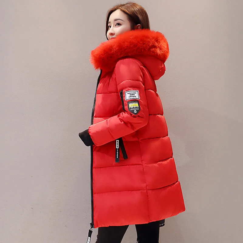 

Warm fur collar cotton coat women 2021 fashion winter jacket women slim long sleeve pocket jacket women femme veste plus size