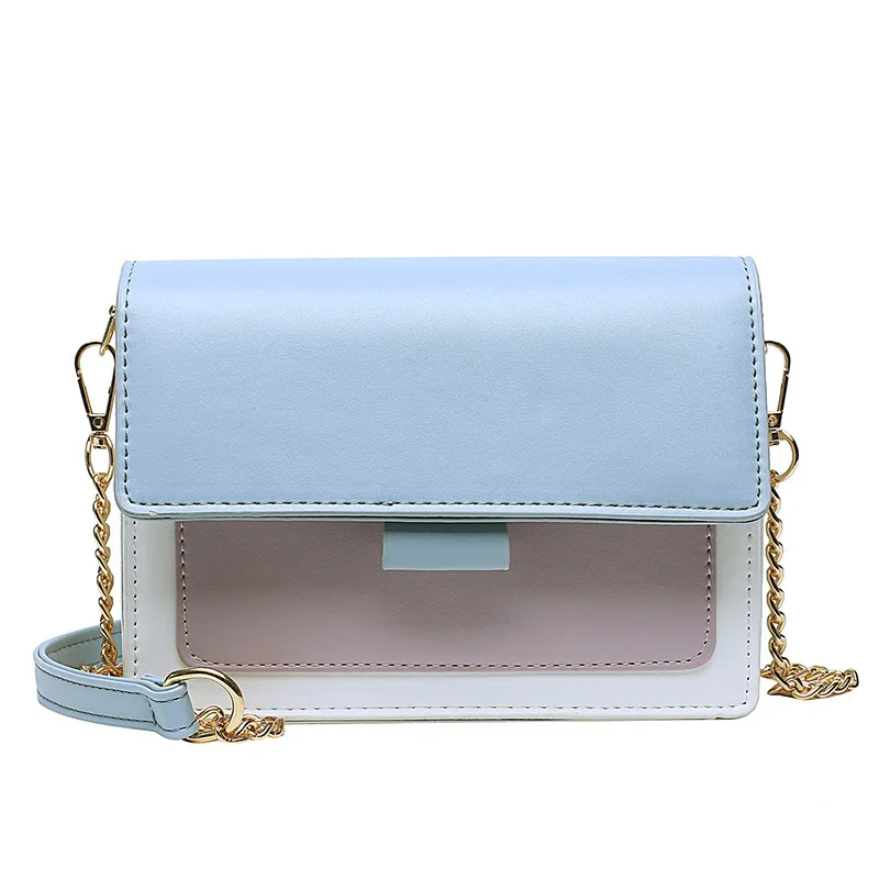

2021 Fashionable New Color Contrast Women's Bag Trend Fashion Chain Slung One Shoulder Small Square Bag
