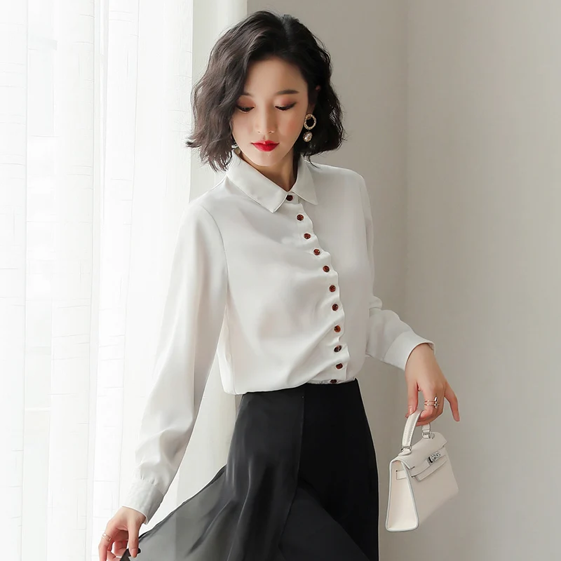 Весенние модные женские блузки 2020 белая рубашка топы и винтажная офисная блузка