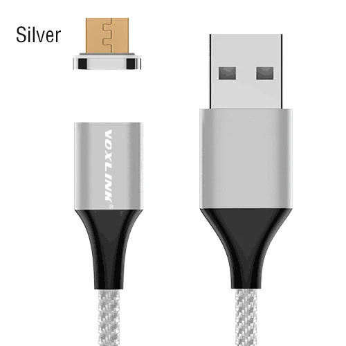 Магнитный кабель VOXLINK, Micro usb type C, адаптер для быстрой зарядки телефона, Micro usb type-C, магнитное зарядное устройство, usb шнур для iphone, samsung - Цвет: Silver for Micro