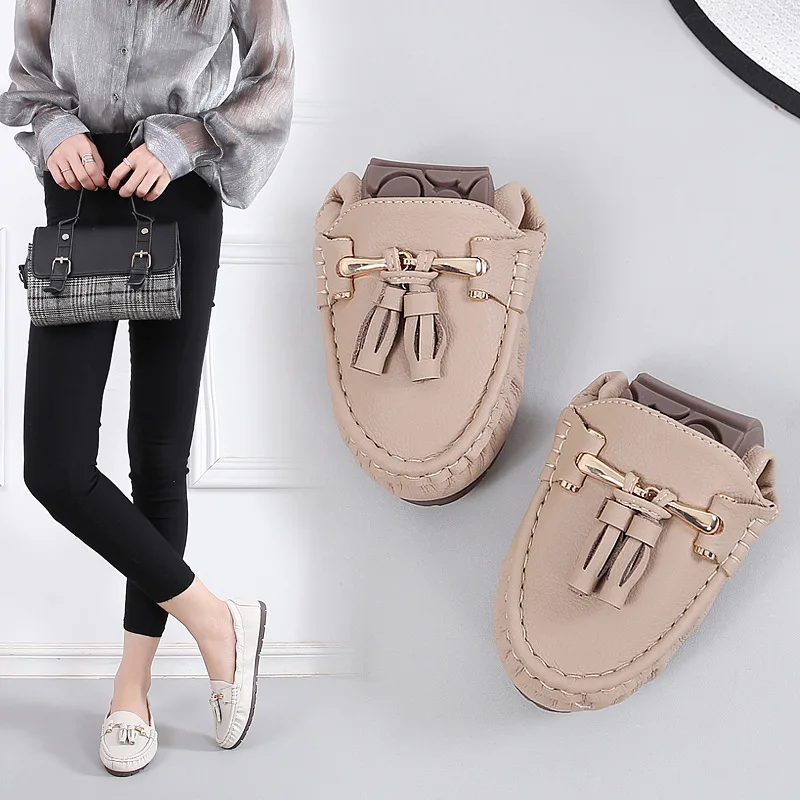 Женская обувь на мягкой плоской подошве Слипоны Однотонные лоферы Женские