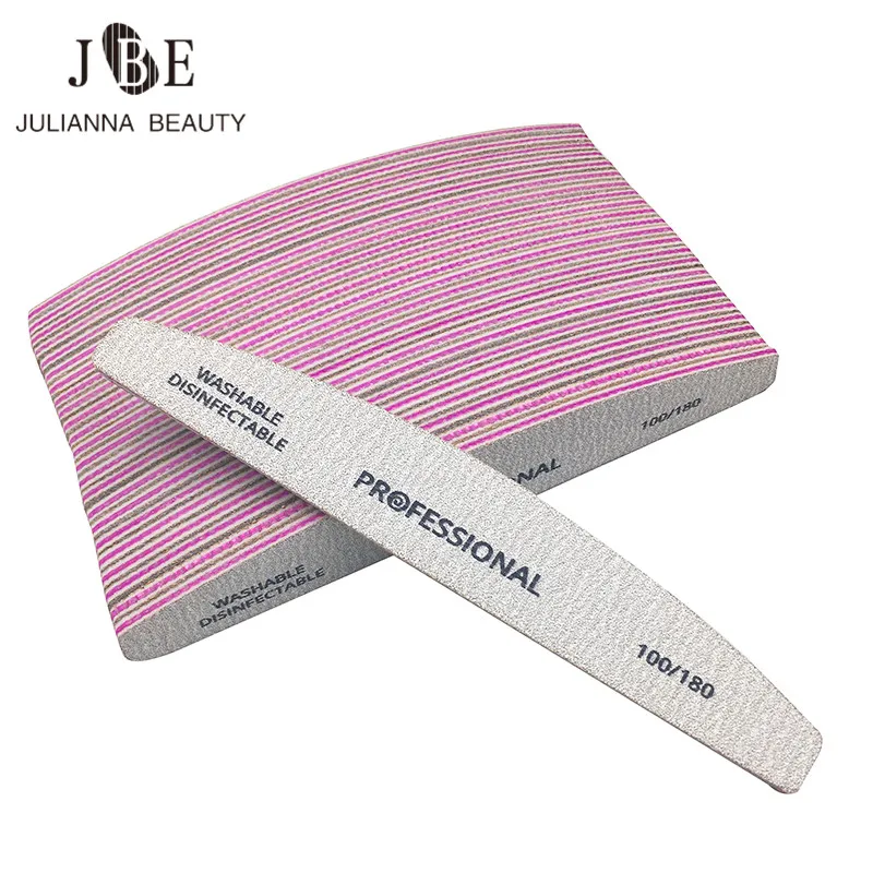 25/50 шт пилка для ногтей 100/180 УФ-Гель-лак изогнутая серая пилка для дизайна ногтей шлифовальная Para Manicura Lime A Ongle педикюрный инструмент для ногтей