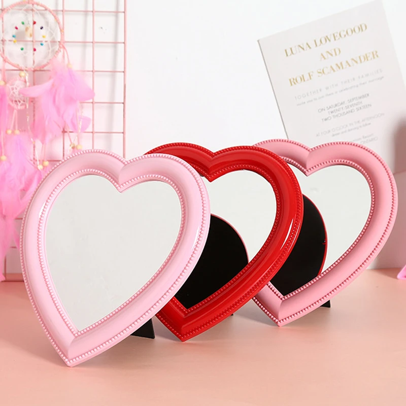 Портативное настольное зеркало для макияжа в форме сердца подвесное двойного