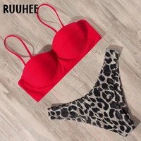 ruuhee leopard bikini swimwear women swimsuit 2021 brazilian bikini set push up bathing suit female summer beach wear biquini