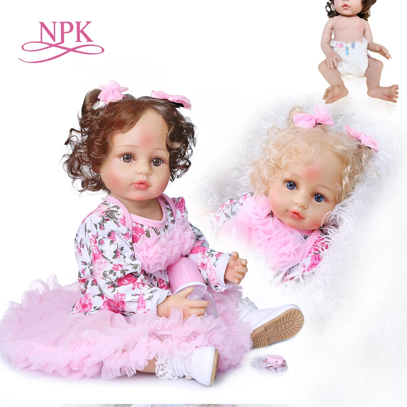 Кукла-реборн NPK 55 см оригинальный дизайн реалистичные кудрявые волосы с ручными