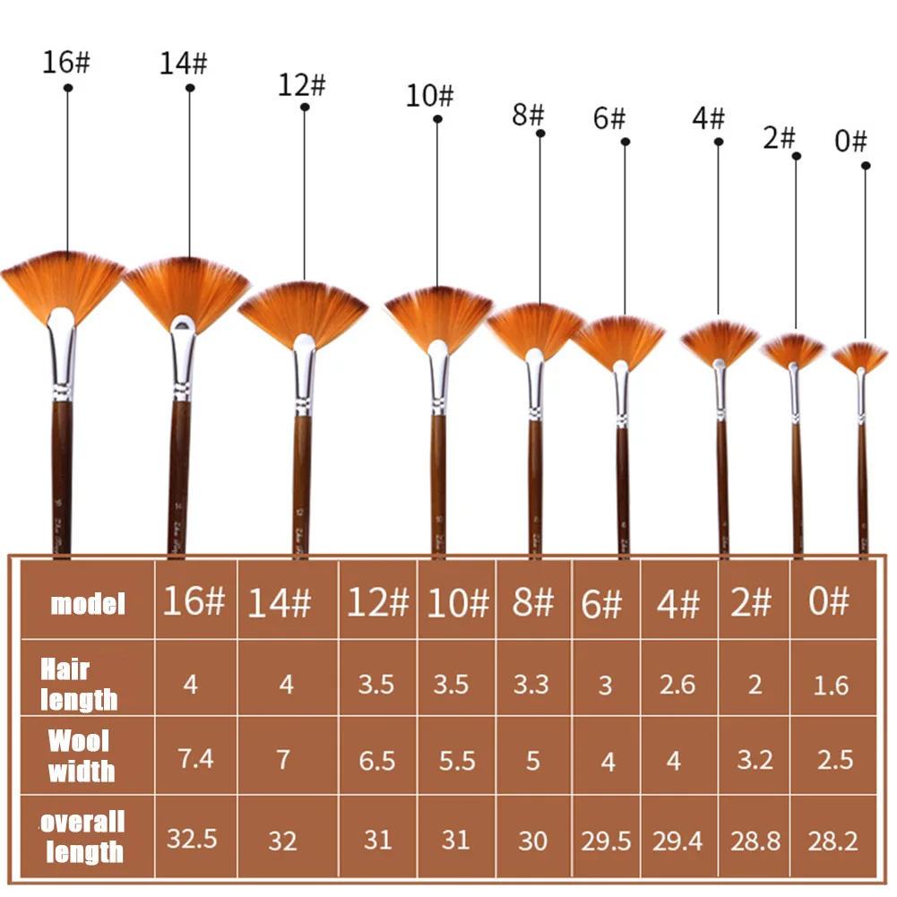 Экономичный набор кистей из 9 вееров нейлоновая щетка деревянная длинная ручка