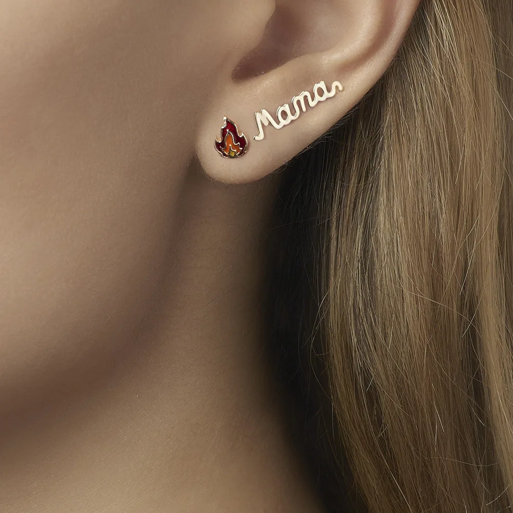 Комплект из 2 предметов с английскими буквами Циркон пирсинг уха серьги для Для