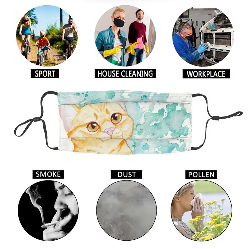 

Tabby Cat Face Mask Adult Men Dustproof Kitten Mask Protection Respirator Breathable Mouth Muffle