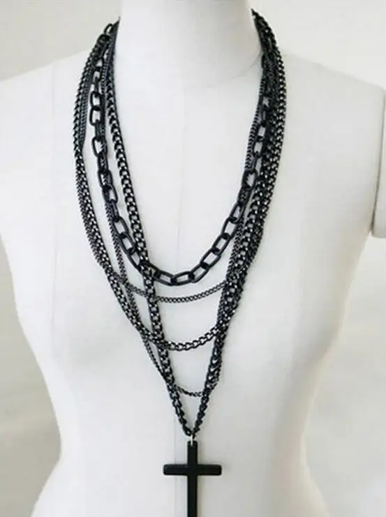 Женское многослойное ожерелье чокер с подвеской крестом|necklace jewelry|fashion jewelryjewelry