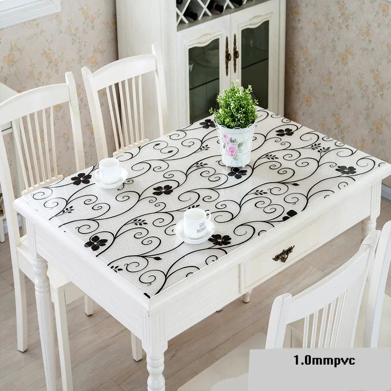Кухонная прозрачная скатерть с масляным узором водонепроницаемая из ПВХ