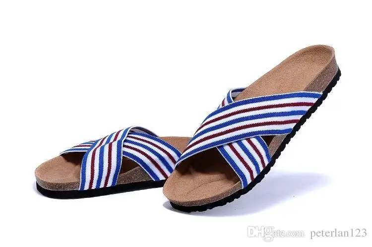 

Men's Famous Brand cloth chromatic Crisscross zone Slippers Woman Flat Sandals Casual Summer Beach With original shoe box 825