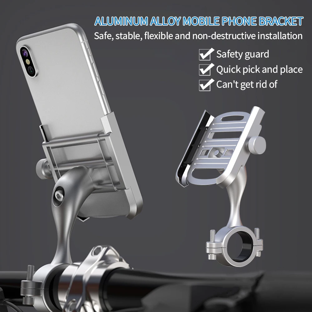 

Universal 360 Degree Bike Motorbike Handlebar Phone Holder Stands Mount Aluminum Alloy Cell Phone Bracket Motorcycle Accessories