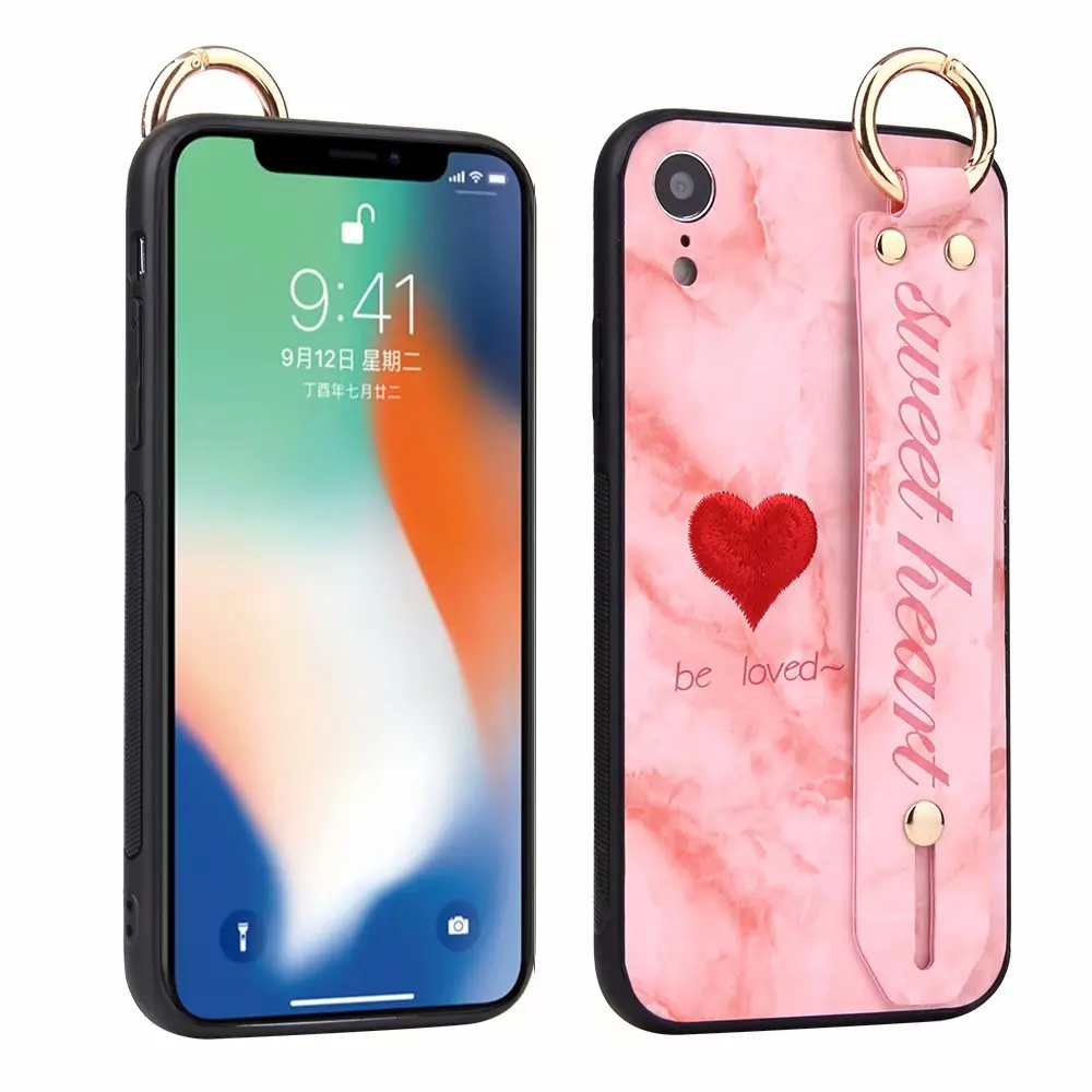 Чехол для iPhone X/XS новый мягкий чехол с вышивкой и ремешком на руку iphone пара чехлов |