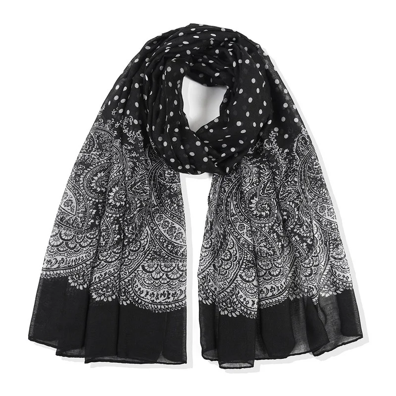 

Ladies Polka Dot Rectangle Print Scarf Bohemian Shawl Bali Yarn Scarf Shawl Women's Retro Wave Point Sunscreen Hijab
