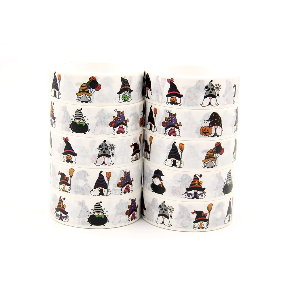 10pcs/Lot 15mm x 10m Halloween cute Gnome Cartoon Washi Tape Scrapbook Paper Masking Adhesive Merry Christmas Washi Tape Set