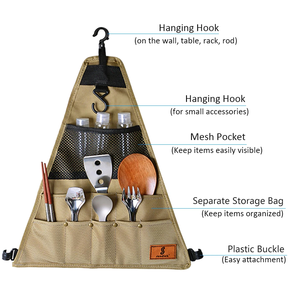 

Camping Cookware Storage Bag Versatile Multi-Pocket Storage Hanging Container Storage Bag Organizer Camping Equipment