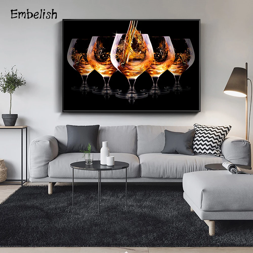 Украшение 1 шт. Современный домашний декор модульные картины винная чашка