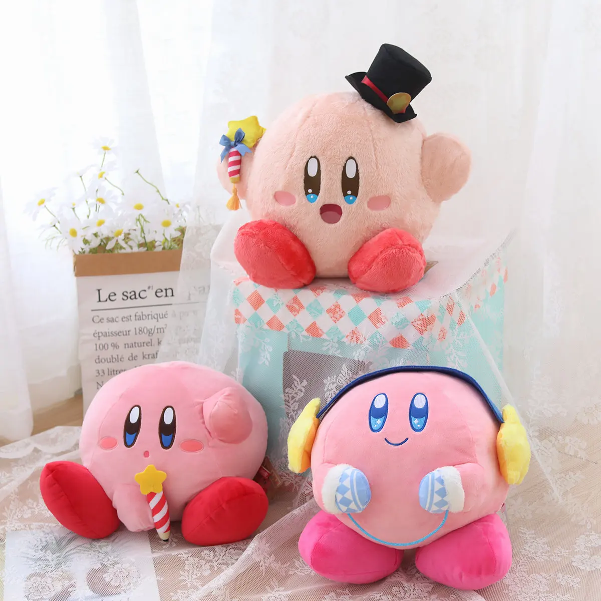 

Плюшевая игрушка Kawaii розовый эльф, волшебная шапка, наушники, мультяшная мягкая кукла, большая звезда, подушка, подарок для детей