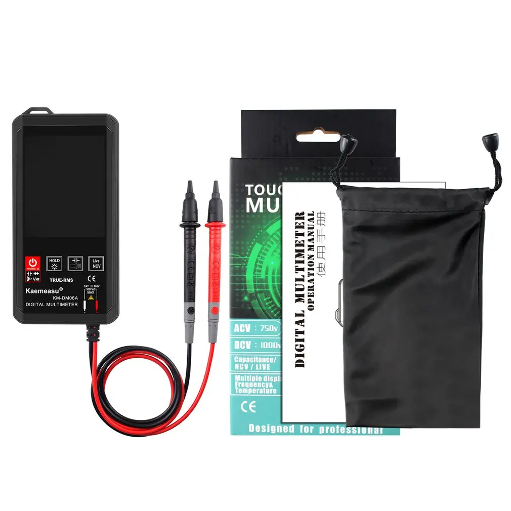 

Digital Multimeter Smart Touch DC Analog Bar True RMS Auto Tester Professional Transistor Capacitor NCV Tester Meter KM-DM06A