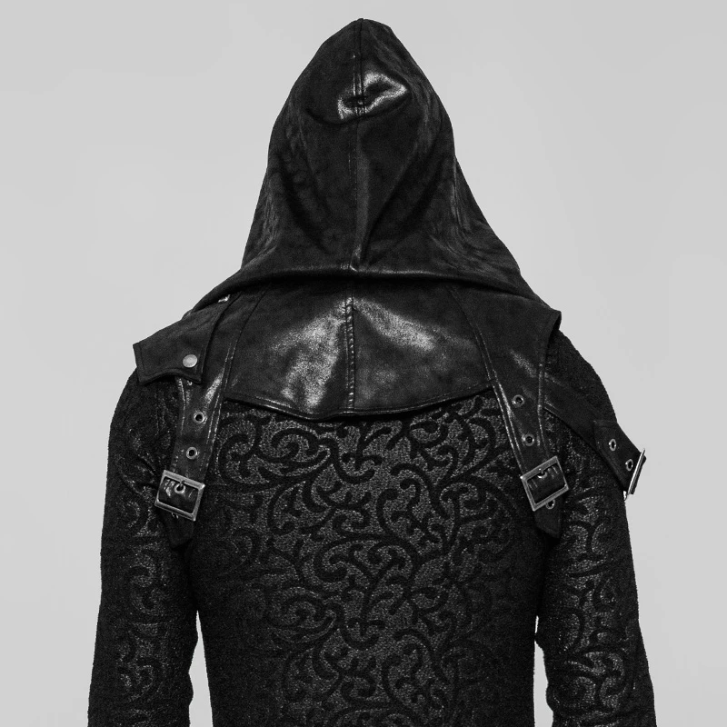 Мужская кожаная шляпа в стиле панк рока Черная|Аксессуары для костюмов| |