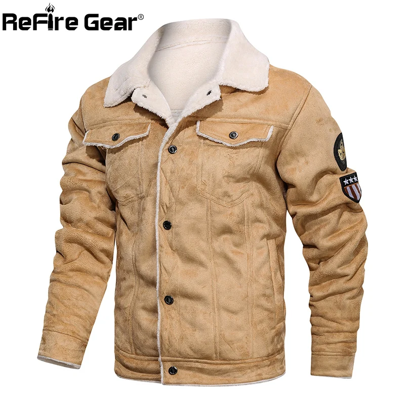 ReFire gear зимние теплые армейские тактические куртки для мужчин пилот бомбер летная куртка военная куртка повседневное плотное флисовое хлопковое шерстяное пальто с подкладкой