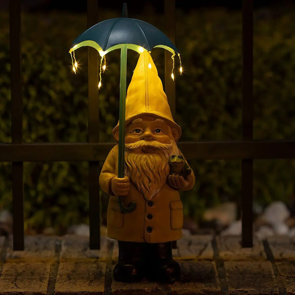 

Solar Light Design Statues Of Dwarf, Garden Gnome Statue, Dwarf Umbrella Dwarfs Resin Statue, LED Outdoor Decorative Garden Lamp