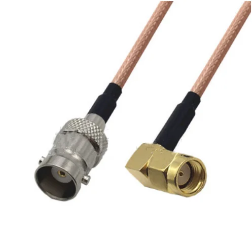 

RG400 Cable RP-SMA Male Right Angle to BNC Female Double Shielded Copper Braid Coax Low Loss Jumper Cable