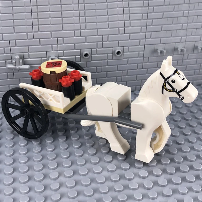 Винная бутылка корзина Белая лошадь животное автомобиль строительные блоки