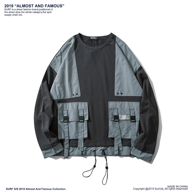 Мужская Уличная уличная одежда в стиле Харадзюку хип-хоп с круглым воротником и