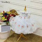 Винтажное бальное платье в стиле принцесс с открытыми плечами для девочек, платье для дня рождения, для подружки невесты; Платье для девочек на Новый год и Рождество детское От 1 до 14 лет