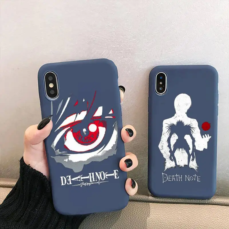 anime death note phone case for iphone 12 mini 11 pro xs max x xr 7 8 6 plus candy color blue soft silicone cover free global shipping