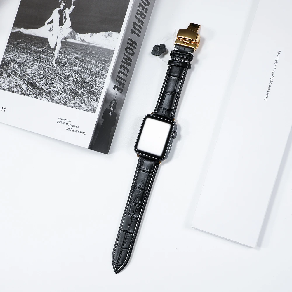 Кожаный ремешок для apple watch 44 мм 38 мм Iwatch 5 4 3 correa apple watch 42 мм 40 мм Бабочка Пряжка браслет ремешок для часов ремень