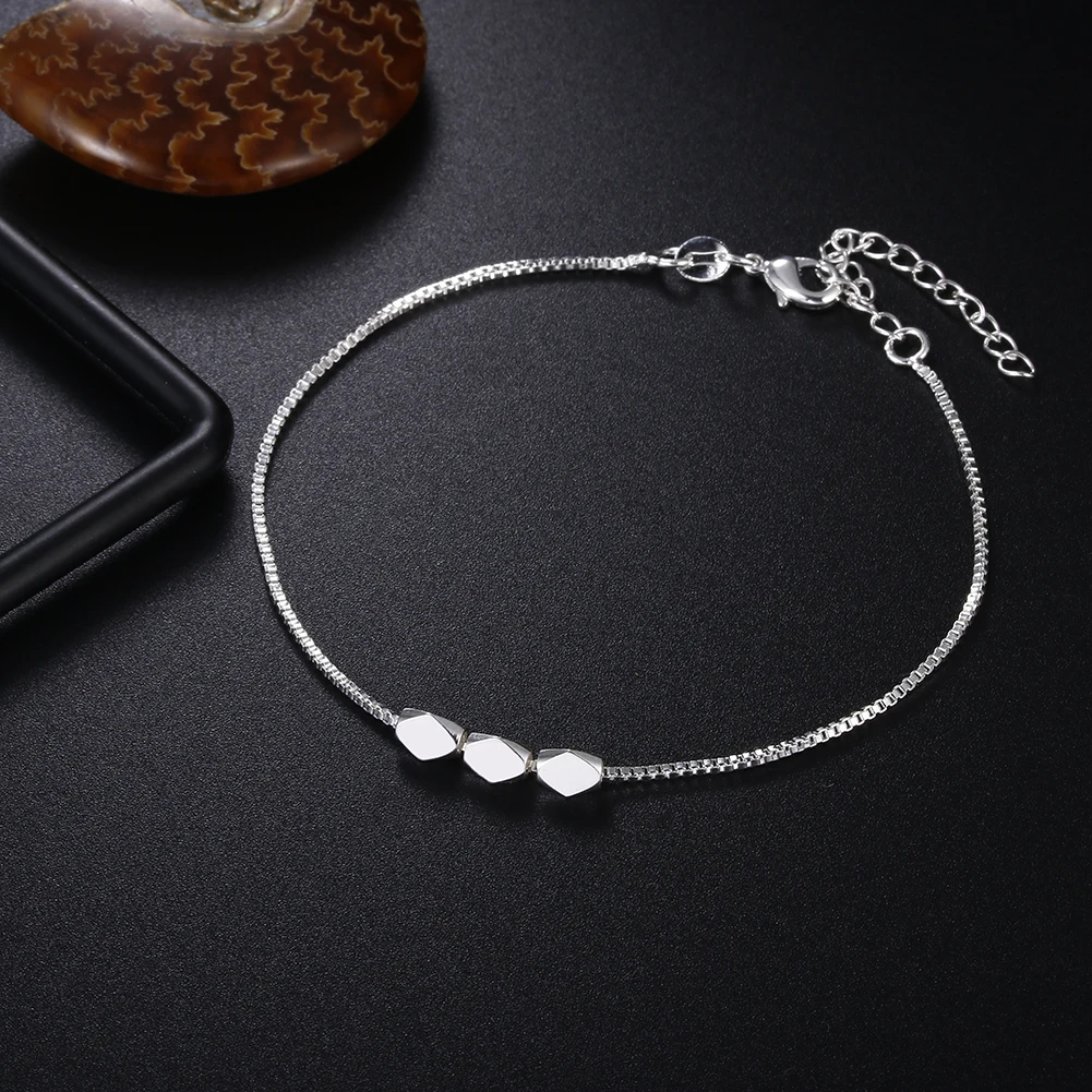 

Hot sale 925 Sterling Silver chain Bracelet charms Beautiful Elegant wedding women cute gilr gift fashion Anklet jewelry