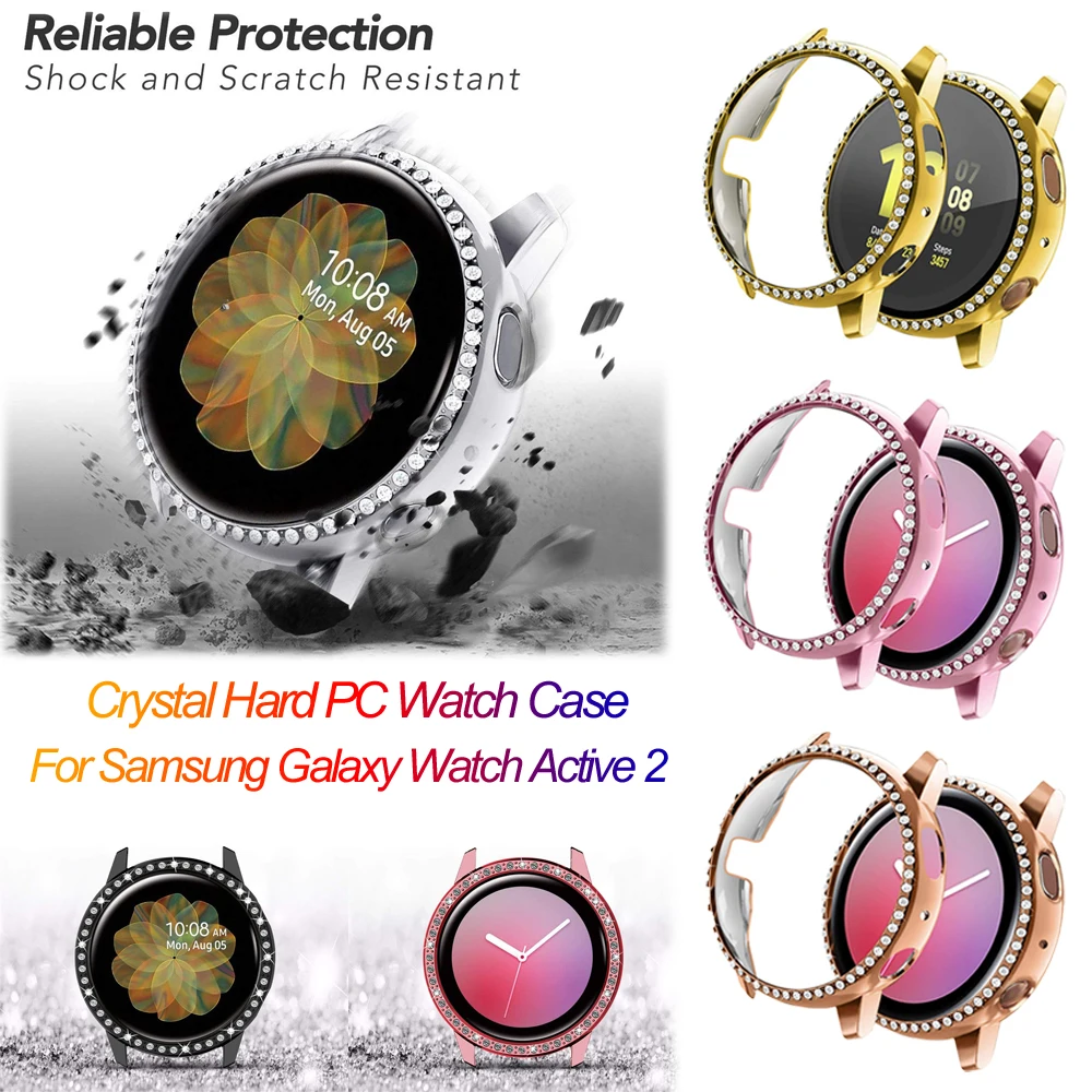 Bling Diamond Hard PC Watch Case Bumper Frame Full Cover Protector Shell Skin For Samsung Galaxy Active 2 40mm 44mm | Наручные часы