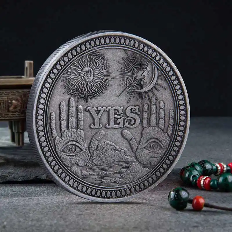 Да/Нет Ouija Gothic Prediction решение монета Всевидящее Око или Ангел Смерти - Цвет: Silver