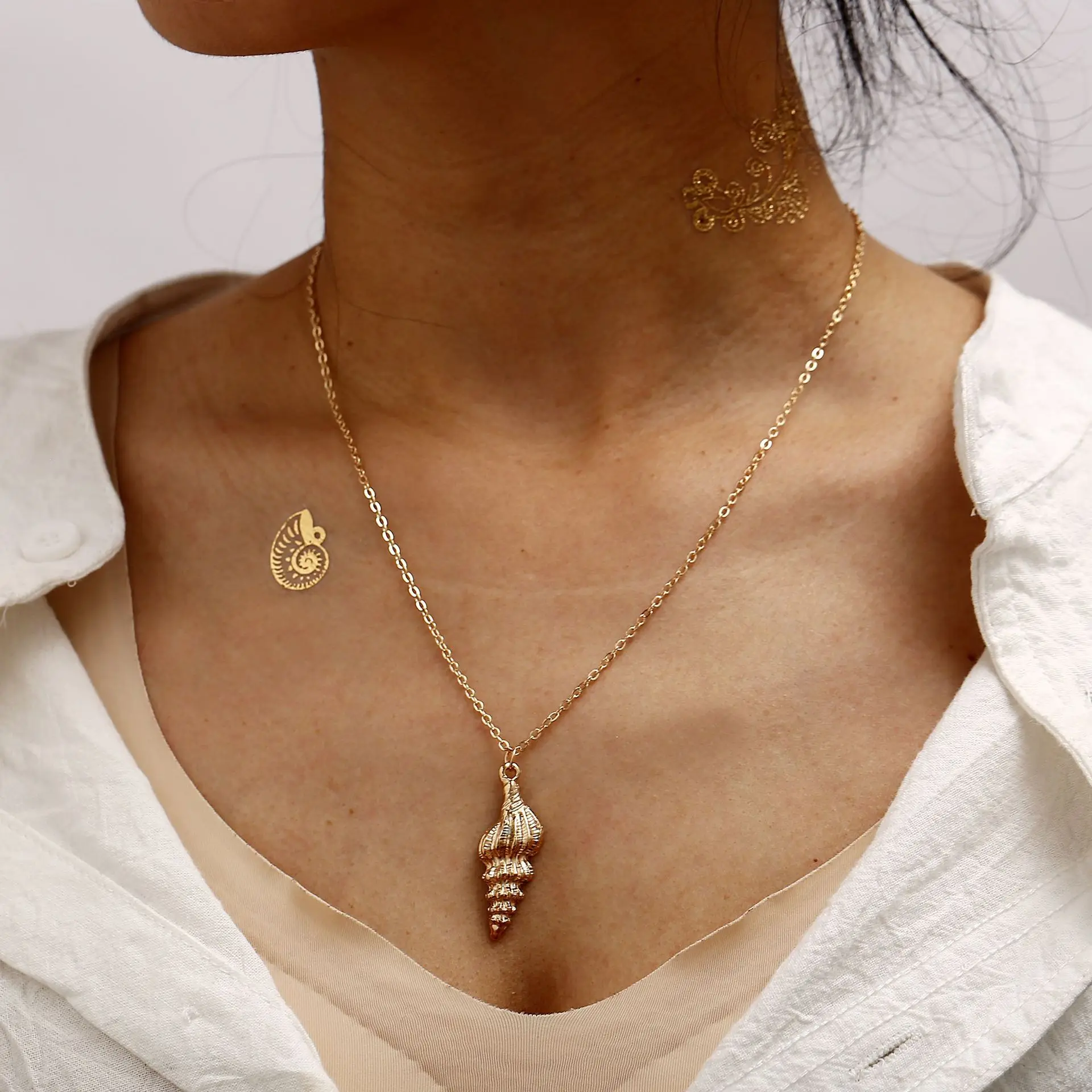 Морской модные Раковина Морская звезда кулон ожерелье 2019 золото Цвет Ретро