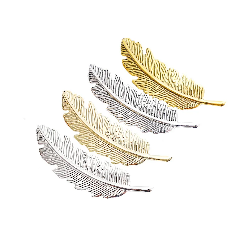 

Hair Clips Fashion Chic Metal Leaf Shape Feather Hair Clips Claws Barrettes Feather Hairpin Hair Styling Tools Hair accessories