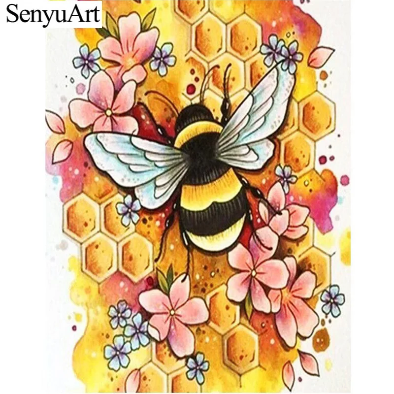SenyuArt 5d Diamond Painting Kits Full Square Drills Honey Bee Rhinestone Embroidery Animal Cross-stitch Mosaic Home Wall Decor