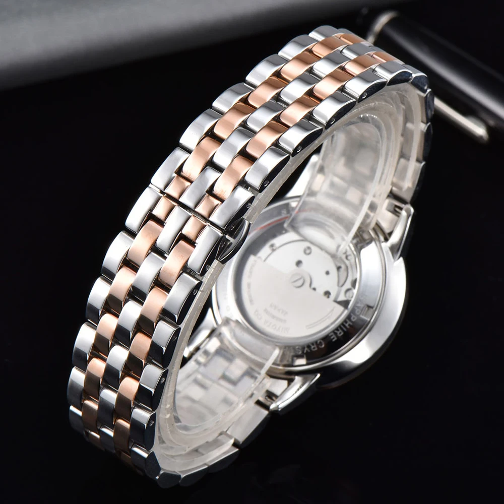 

Corgeut 40MM Mens rose gold white dial Automatic date Miyota Seagull mechanical luxry gift watch relogio masculino