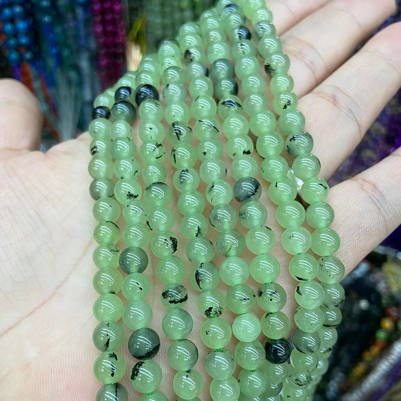 

Natural Stone Green Prehnites Loose Beads For Jewelry Making DIY Bracelet Necklace Accessories 15Strand 6/8MM