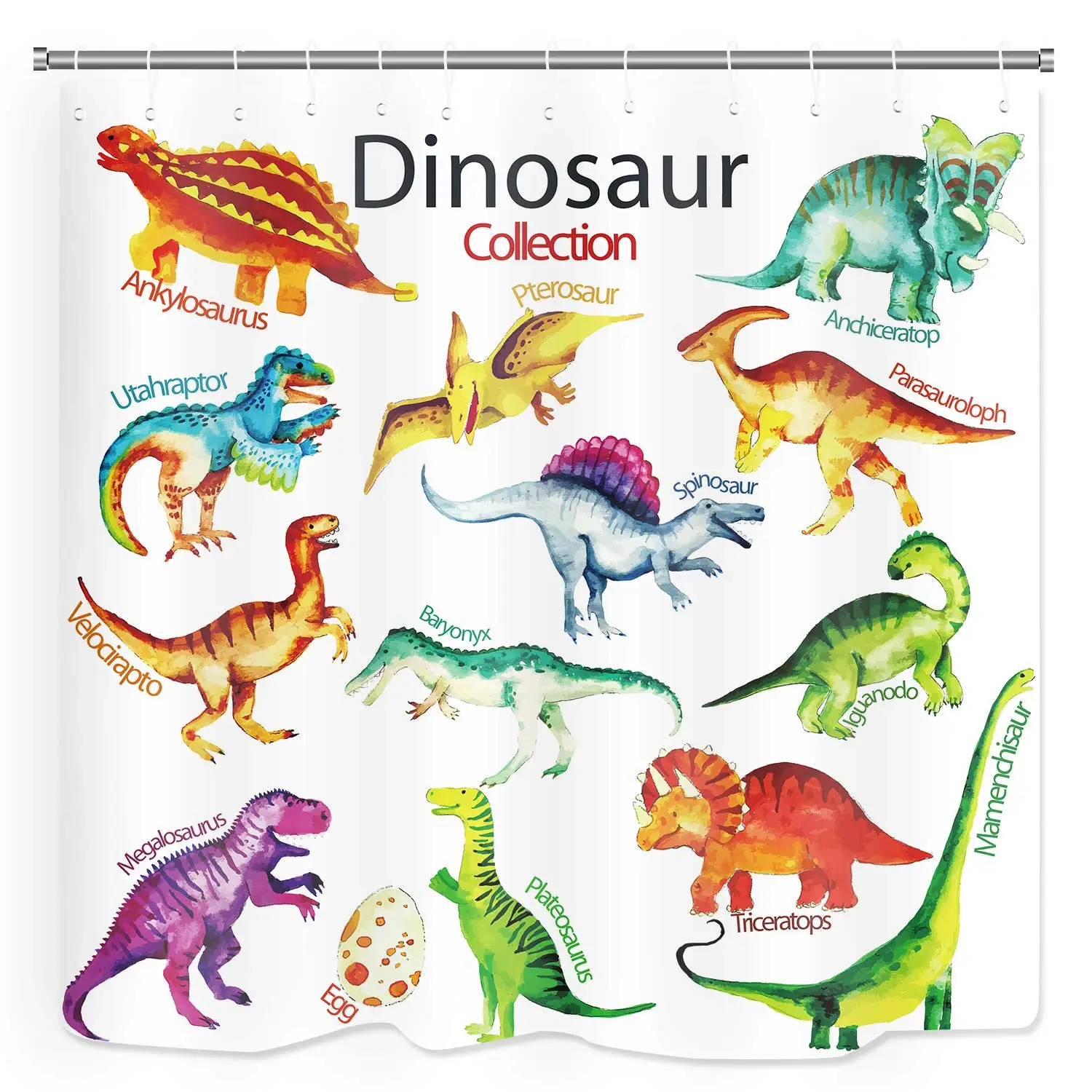 

Dinosau Shower Curtain for Kids for Bathroom Home Decor Set