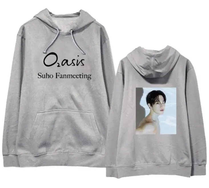 

Kpop exo suho online fan meeting oasis same photo printing pullover hoodies unisex fleece/thin loose sweatshirt