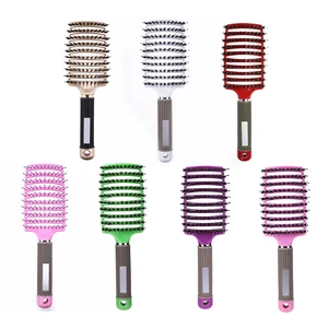 Массажная расческа для волос и кожи головы, нейлоновая щетина, Женская щетка для влажных и вьющихся волос для парикмахерской, инструменты для укладки