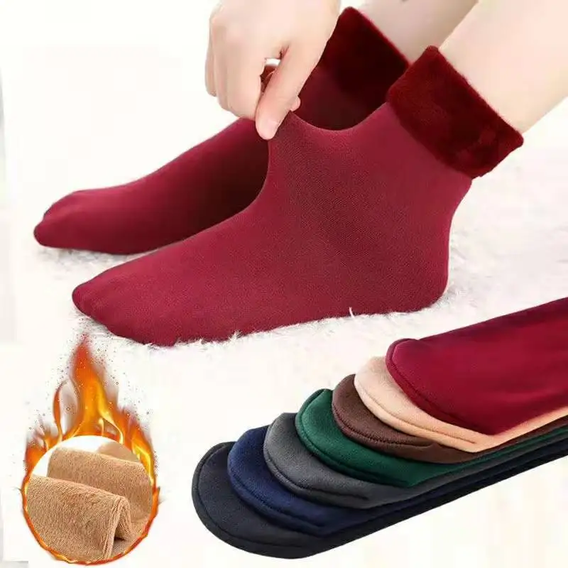 HOT Winter Wamer Women Thicken Thermal Wool Cashmere Snow Socks Seamless Velvet Boots Floor Sleeping for Ladies | Женская одежда